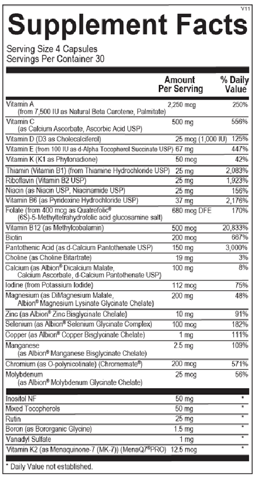 Alpha Base Capsule without Iron 120 caps 30-day (DAILY Multivitamin Support)
